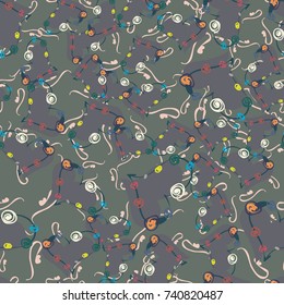 New colorful seamless pattern with doodle heart.