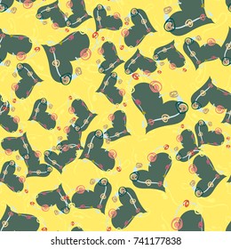 New colorful seamless pattern with doodle heart.