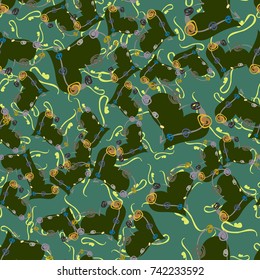 New colorful seamless pattern with doodle heart.