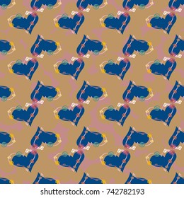 New colorful seamless pattern with doodle heart.