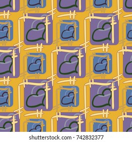 New colorful seamless pattern with doodle heart.