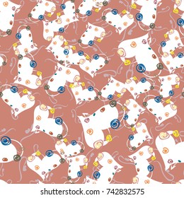New colorful seamless pattern with doodle heart.