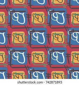 New colorful seamless pattern with doodle heart.