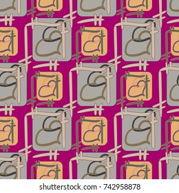 New colorful seamless pattern with doodle heart.