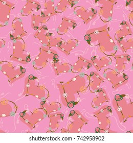 New colorful seamless pattern with doodle heart.