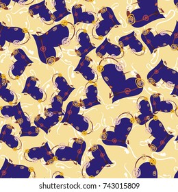 New colorful seamless pattern with doodle heart.