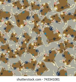 New colorful seamless pattern with doodle heart.