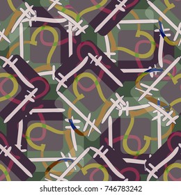 New colorful seamless pattern with doodle heart.