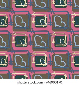 New colorful seamless pattern with doodle heart.