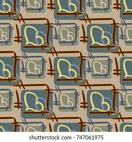 New colorful seamless pattern with doodle heart.