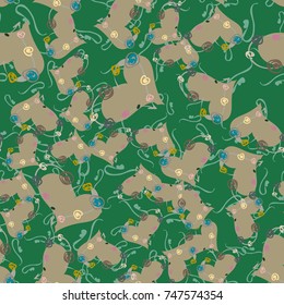 New colorful seamless pattern with doodle heart.