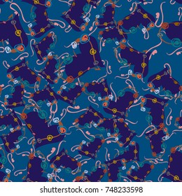 New colorful seamless pattern with doodle heart.