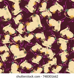 New colorful seamless pattern with doodle heart.