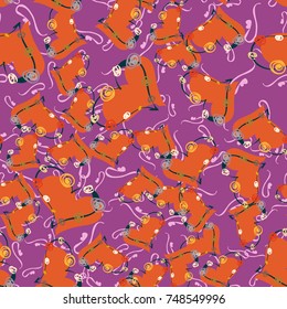 New colorful seamless pattern with doodle heart.