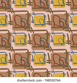 New colorful seamless pattern with doodle heart.
