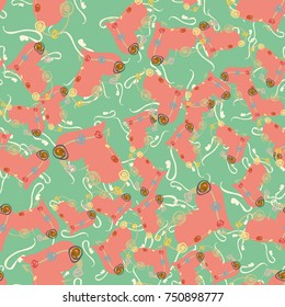 New colorful seamless pattern with doodle heart.