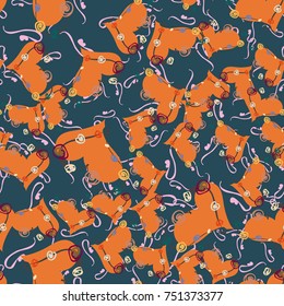 New colorful seamless pattern with doodle heart.