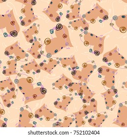 New colorful seamless pattern with doodle heart.