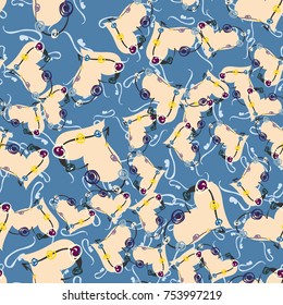 New colorful seamless pattern with doodle heart.