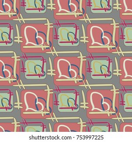 New colorful seamless pattern with doodle heart.