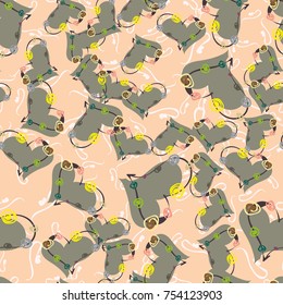New colorful seamless pattern with doodle heart.