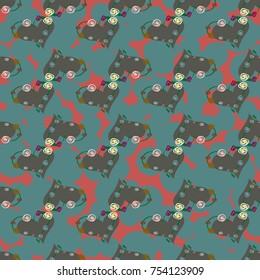 New colorful seamless pattern with doodle heart.