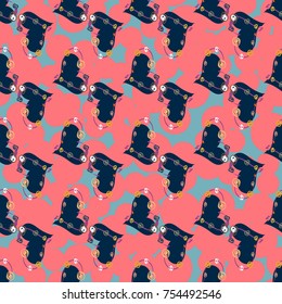 New colorful seamless pattern with doodle heart.