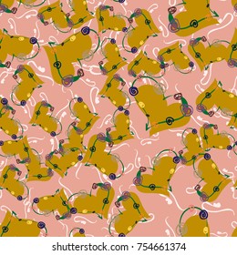 New colorful seamless pattern with doodle heart.