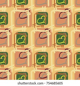 New colorful seamless pattern with doodle heart.