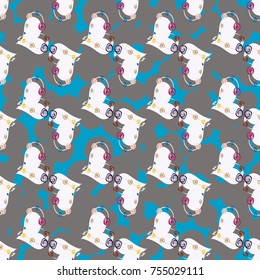 New colorful seamless pattern with doodle heart.
