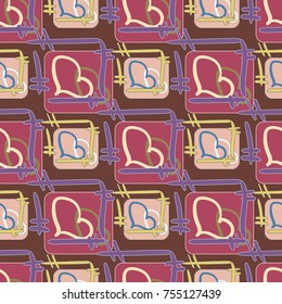 New colorful seamless pattern with doodle heart.