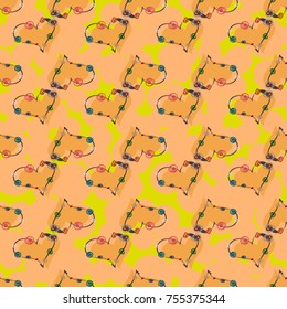 New colorful seamless pattern with doodle heart.