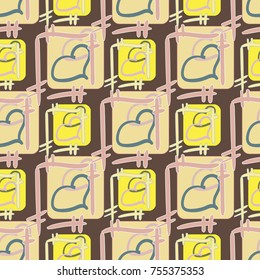 New colorful seamless pattern with doodle heart.