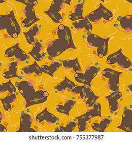 New colorful seamless pattern with doodle heart.