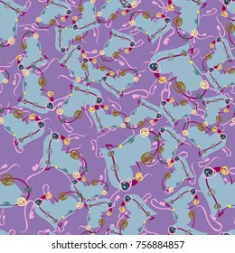 New colorful seamless pattern with doodle heart.
