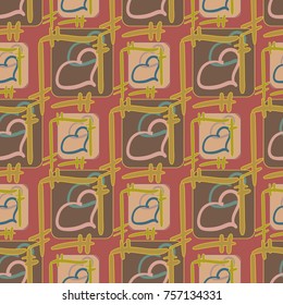 New colorful seamless pattern with doodle heart.