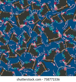 New colorful seamless pattern with doodle heart.