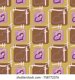 New colorful seamless pattern with doodle heart.