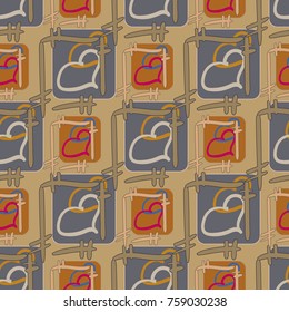 New colorful seamless pattern with doodle heart.