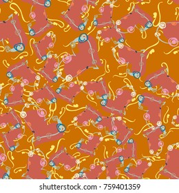 New colorful seamless pattern with doodle heart.