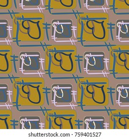 New colorful seamless pattern with doodle heart.