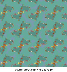 New colorful seamless pattern with doodle heart.