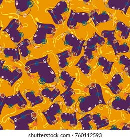 New colorful seamless pattern with doodle heart.