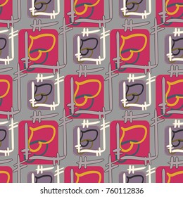 New colorful seamless pattern with doodle heart.