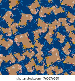 New colorful seamless pattern with doodle heart.