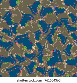New colorful seamless pattern with doodle heart.