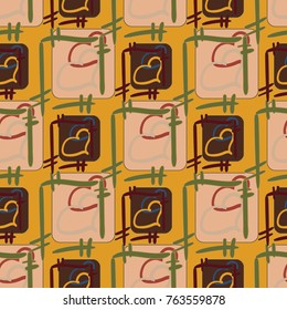 New colorful seamless pattern with doodle heart.