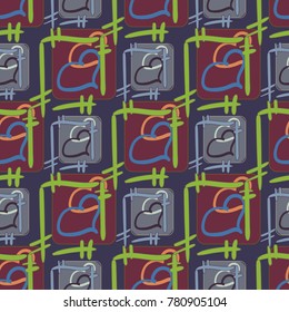 New colorful seamless pattern with doodle heart.