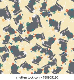New colorful seamless pattern with doodle heart.