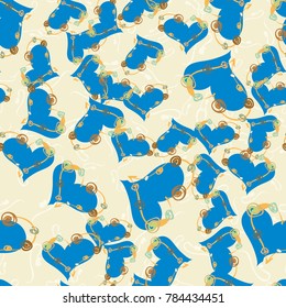 New colorful seamless pattern with doodle heart.